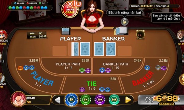 Trò chơi baccarat tại Go88 có giao diện đẹp mắt